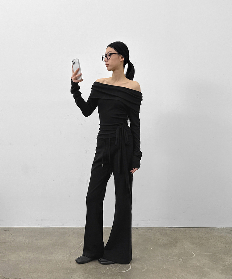 ローブーツカットバンディングパンツ BLACK