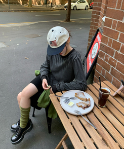 ストライプ長袖Tシャツ CHARCOAL