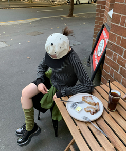 ストライプ長袖Tシャツ CHARCOAL