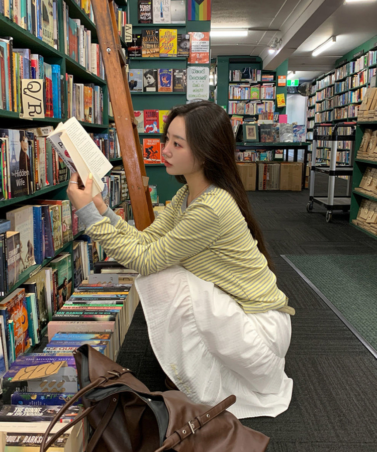 ストライプ長袖Tシャツ LEMON