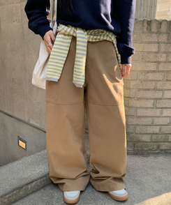 切替ラインコットンパンツ BEIGE