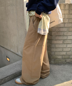 切替ラインコットンパンツ BEIGE