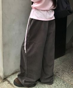 切替ラインコットンパンツ CHARCOAL