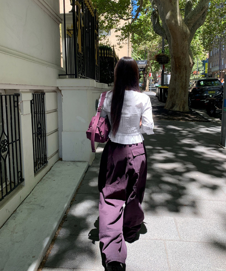 切替ラインコットンパンツ PURPLE