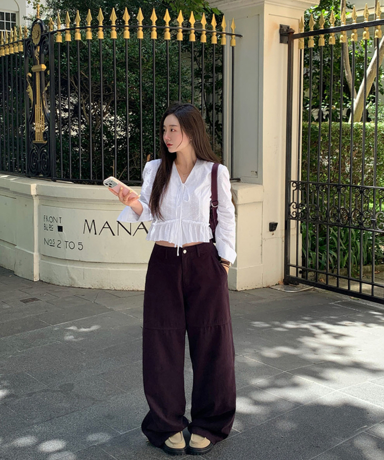 切替ラインコットンパンツ PURPLE