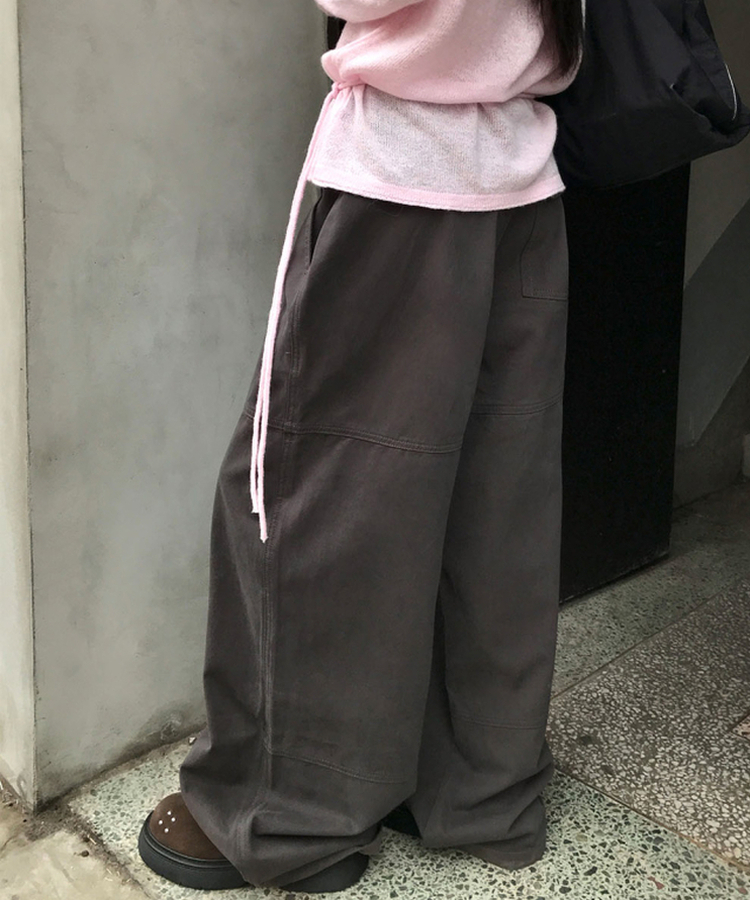 切替ラインコットンパンツ CHARCOAL