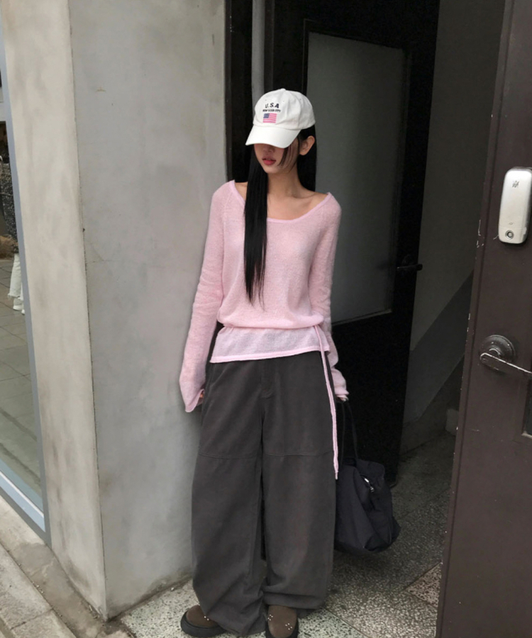 切替ラインコットンパンツ CHARCOAL