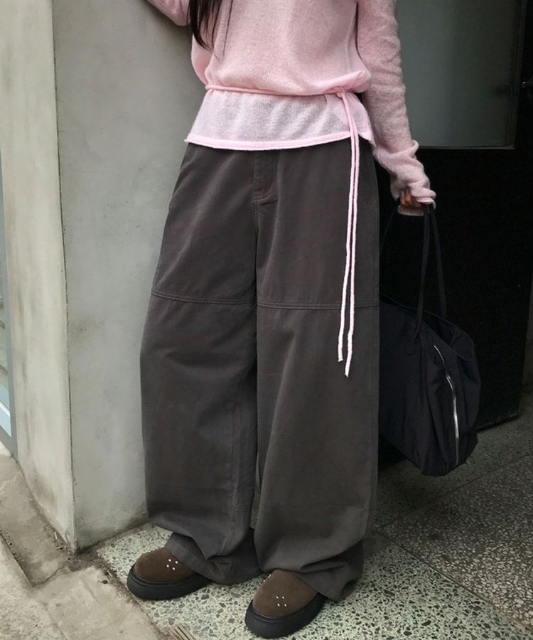 切替ラインコットンパンツ CHARCOAL