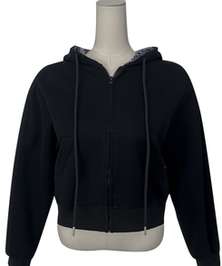 チェックバイカラー長袖フードジップアップ(5color)