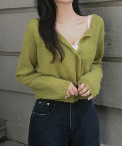 デイリーラウンドネック長袖カーディガン(9color) OLIVE