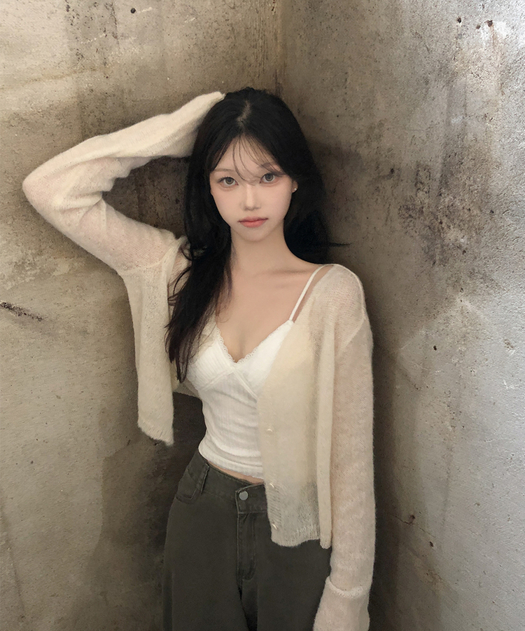 デイリーラウンドネック長袖カーディガン(9color) CREAM