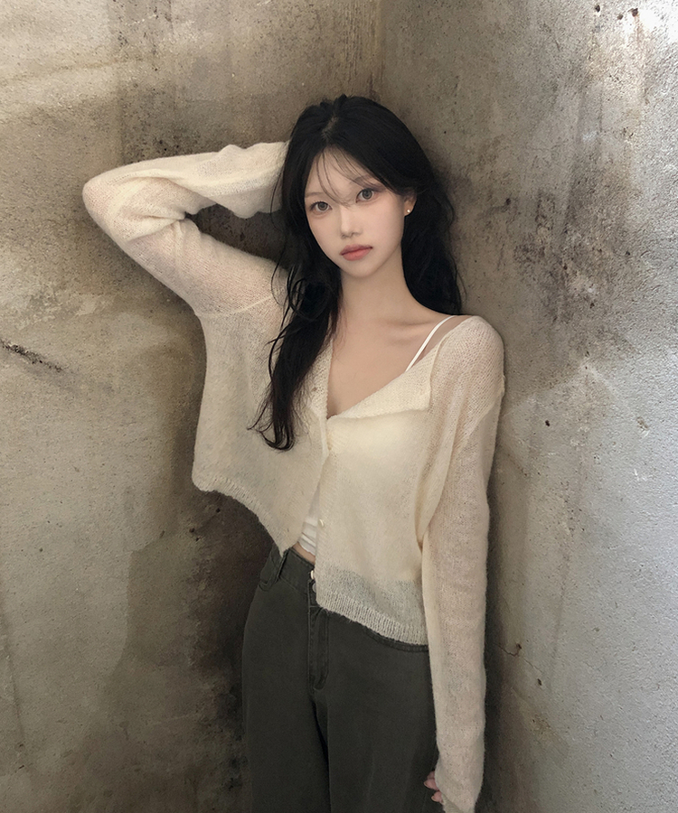 デイリーラウンドネック長袖カーディガン(9color) CREAM