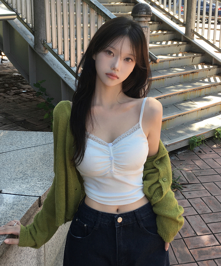 デイリーラウンドネック長袖カーディガン(9color) OLIVE