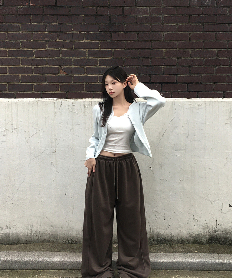 ベーシックVネック長袖ニットカーディガン(13color) SKY BLUE