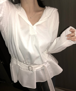 フードベルト長袖ワンピース IVORY