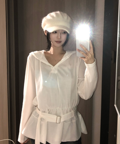 フードベルト長袖ワンピース IVORY