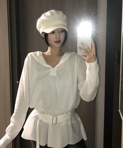 フードベルト長袖ワンピース IVORY