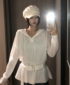 フードベルト長袖ワンピース IVORY