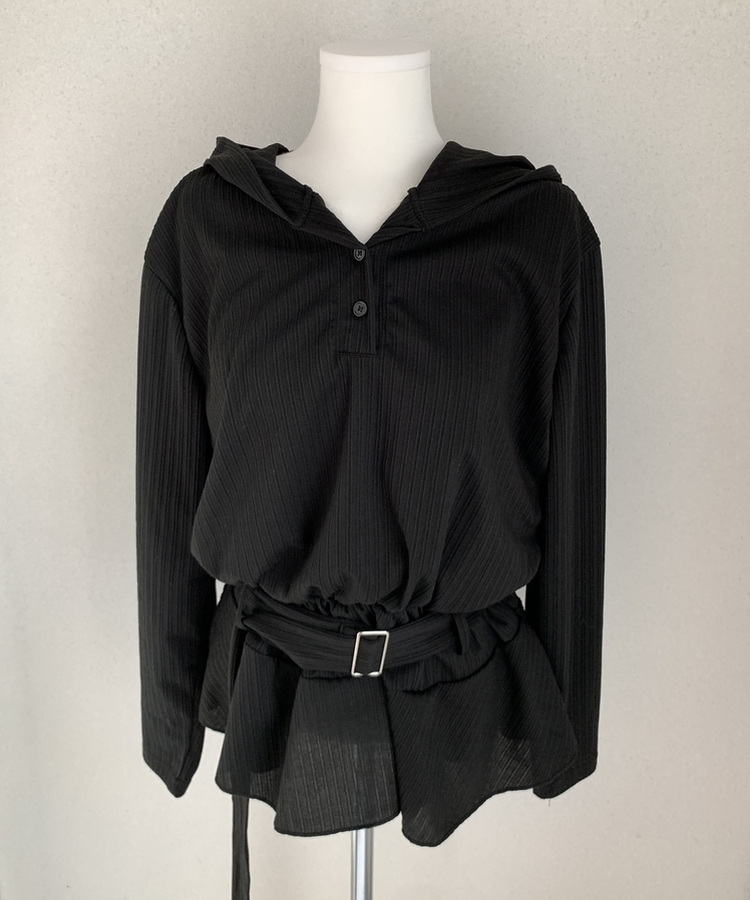 フードベルト長袖ワンピース