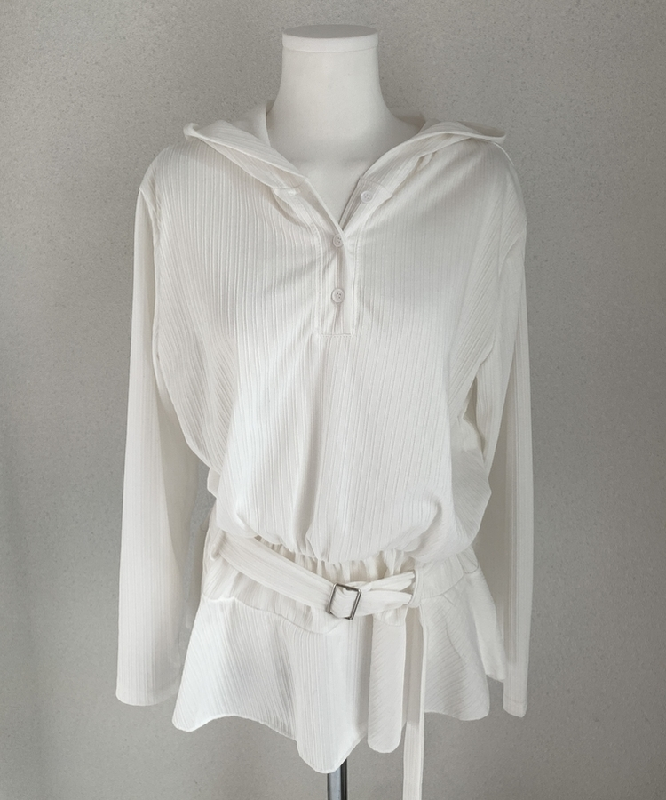 フードベルト長袖ワンピース