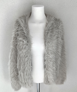 フード付きファカーディガン