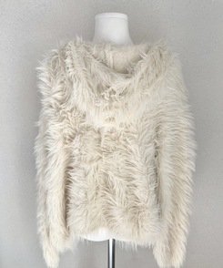 フード付きファカーディガン