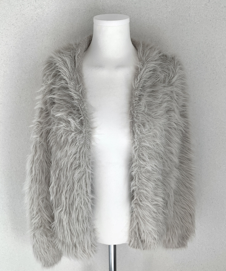 フード付きファカーディガン