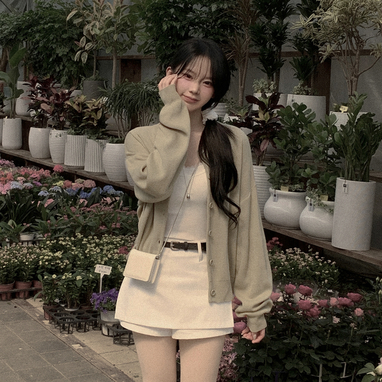 여리여리 라운드 루즈핏 니트 봄가디건 벚꽃룩 클로버 연두가디건 봄코디 올리브