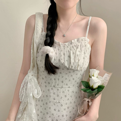 花柄ストラップキャミミニワンピース WHITE