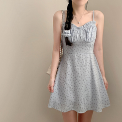 花柄ストラップキャミミニワンピース SKY BLUE