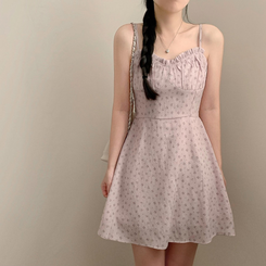 花柄ストラップキャミミニワンピース PINK
