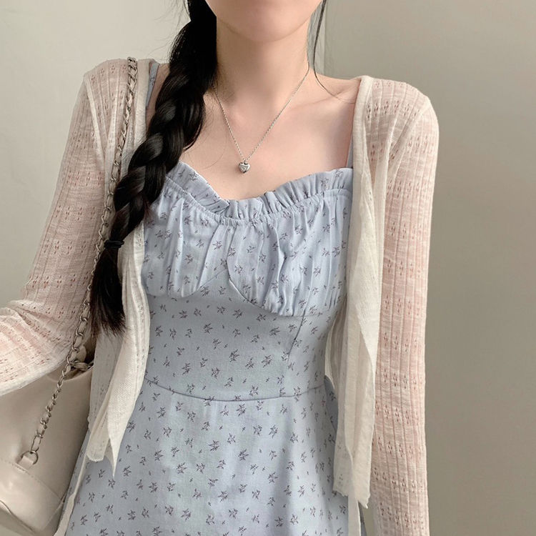 花柄ストラップキャミミニワンピース SKY BLUE