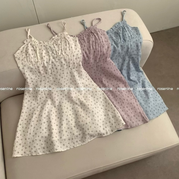 花柄ストラップキャミミニワンピース