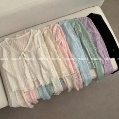 リボンシースルーパンチングカーディガン(7color)