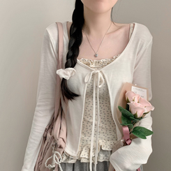 【SET】フラワーレースフリルキャミソール カーディガン IVORY