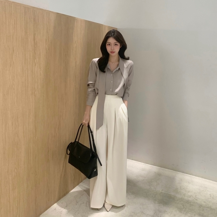 ロングワイドピンテックスラックス(5color) IVORY