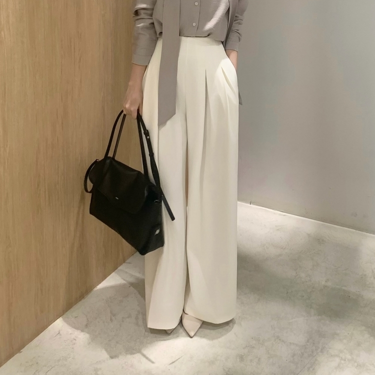 ロングワイドピンテックスラックス(5color) IVORY