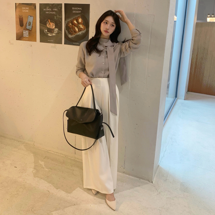 ロングワイドピンテックスラックス(5color) IVORY