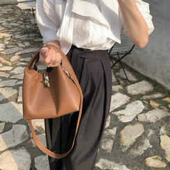 タイ付きワイドピンテックロングスラックス BLACK