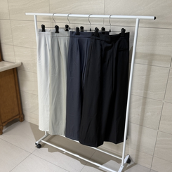 タイ付きワイドピンテックロングスラックス