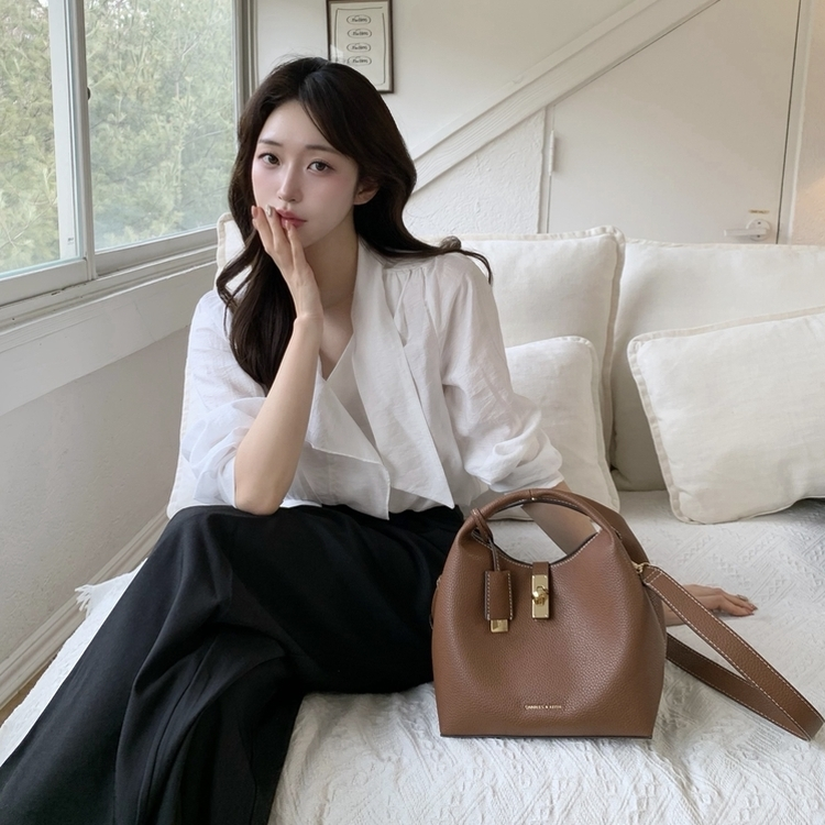 タイ付きワイドピンテックロングスラックス BLACK