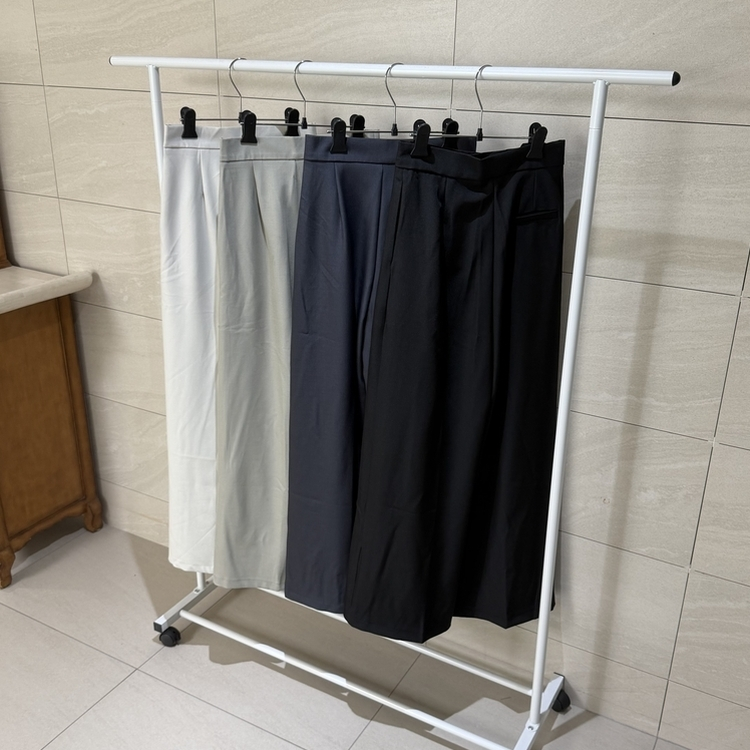 タイ付きワイドピンテックロングスラックス