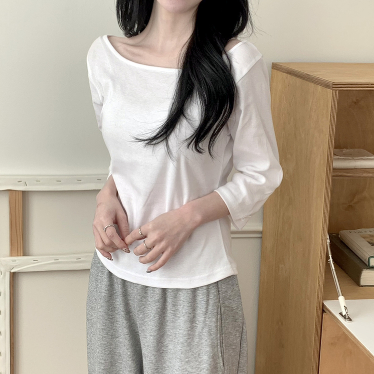 ベーシック7分丈コットンTシャツ IVORY