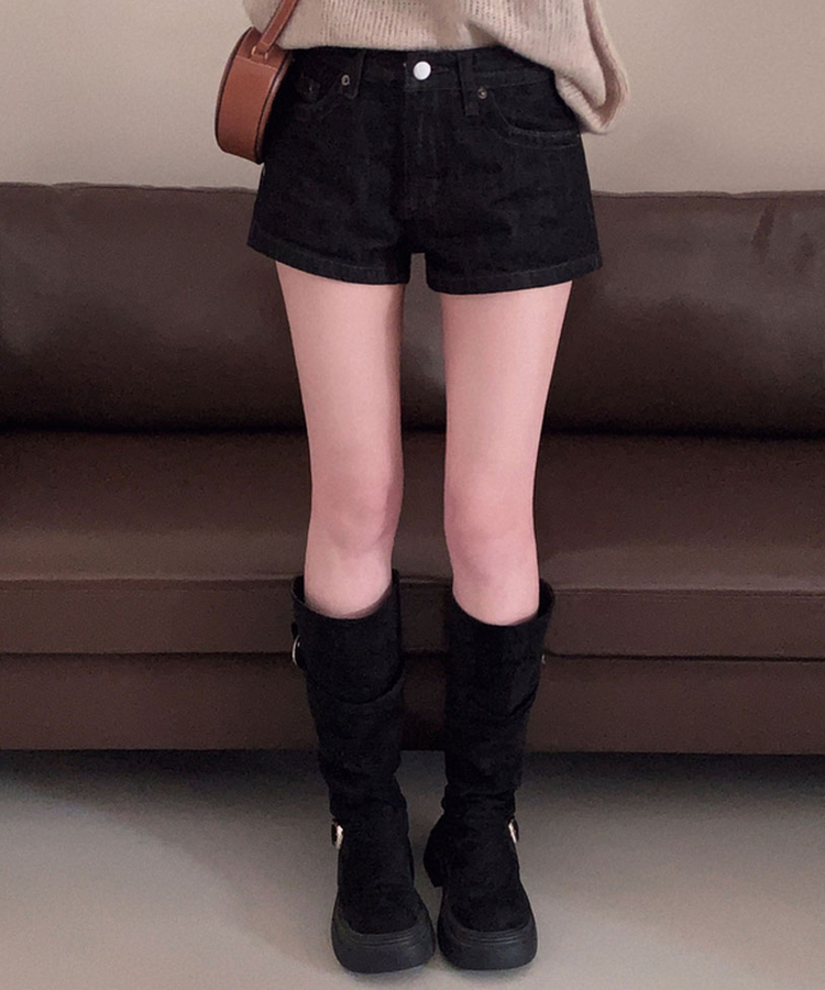핫한 언니st콤팩트 생지 데님 마이크로 숏 팬츠 흑청