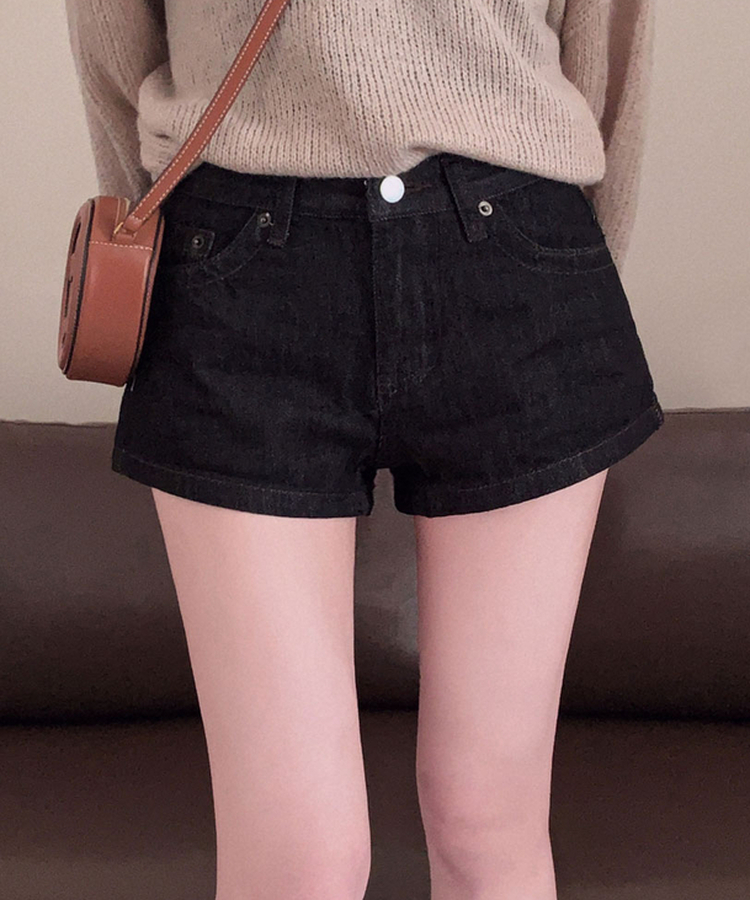 핫한 언니st콤팩트 생지 데님 마이크로 숏 팬츠 흑청