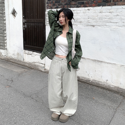 Y2Kバルーンワイドコットンパンツ IVORY