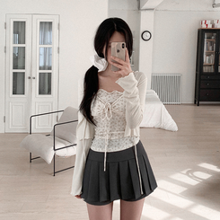 プリーツミニAラインスカート CHARCOAL