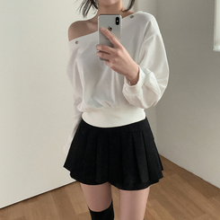 プリーツミニAラインスカート BLACK