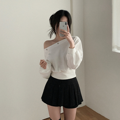 プリーツミニAラインスカート BLACK