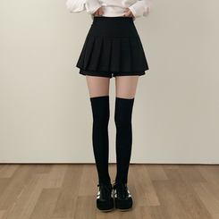 プリーツミニAラインスカート BLACK